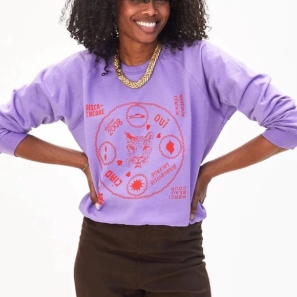 Clare V Sweaters - Clare V. Graphic Print Crew Neck Sweater Size XS